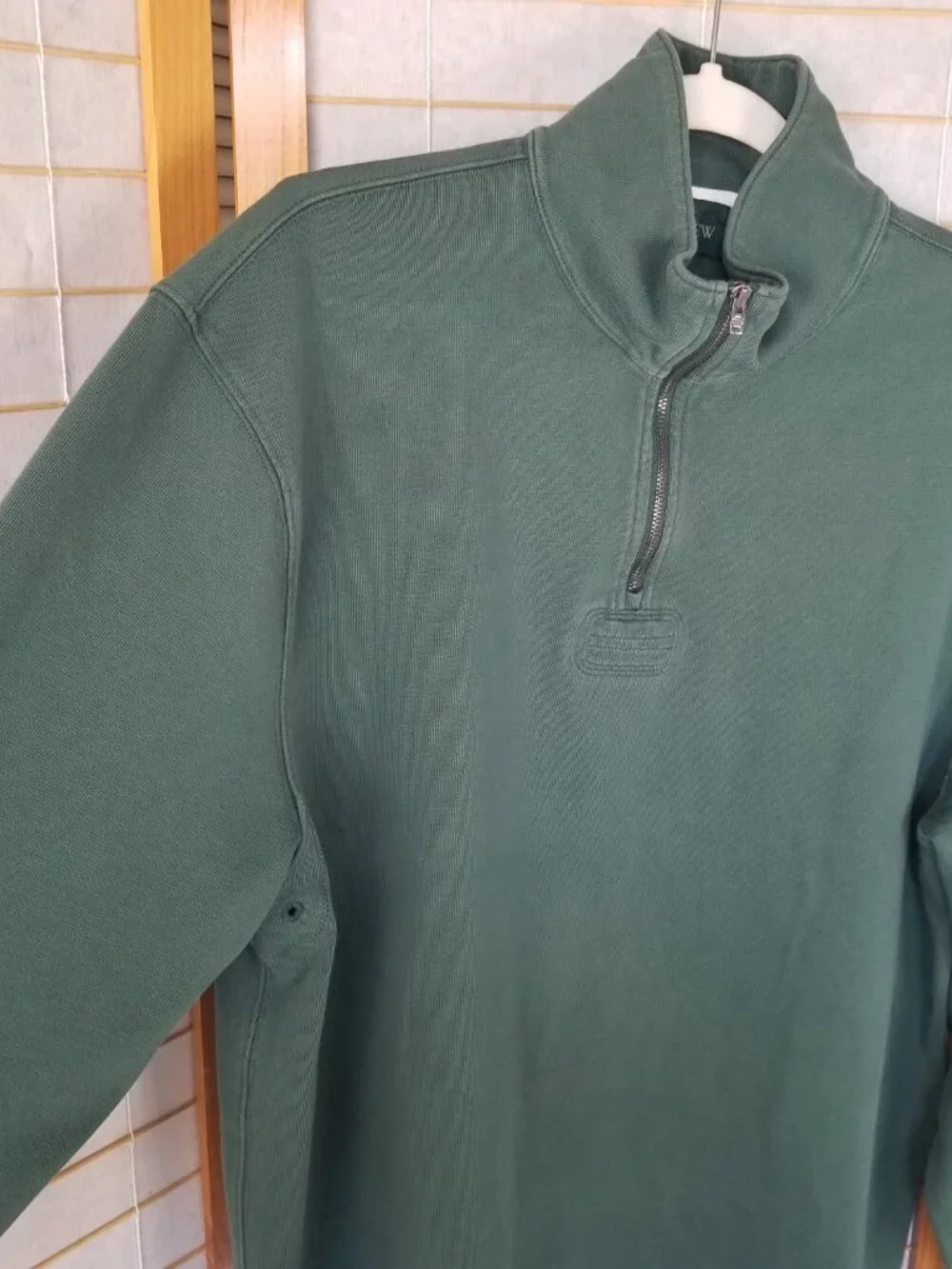 J. Crew Red Oarsman Men's Long Sleeve 1/4 Zip Sweatshirt Green Size Large Faded